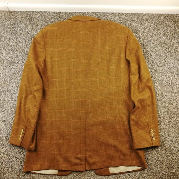 Paul Stuart Sport Coat 100% Cashmere Herringbone Windowpane Plaid Brown Red 46XL - Picture 8 of 13